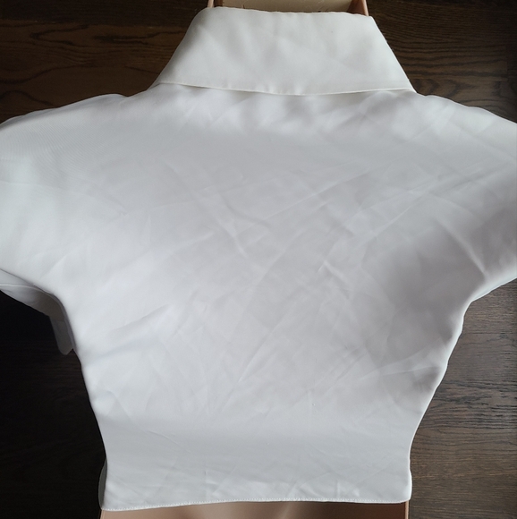 NWT Zara Elegant White Women's Blouse Size L cropped - Picture 4 of 12
